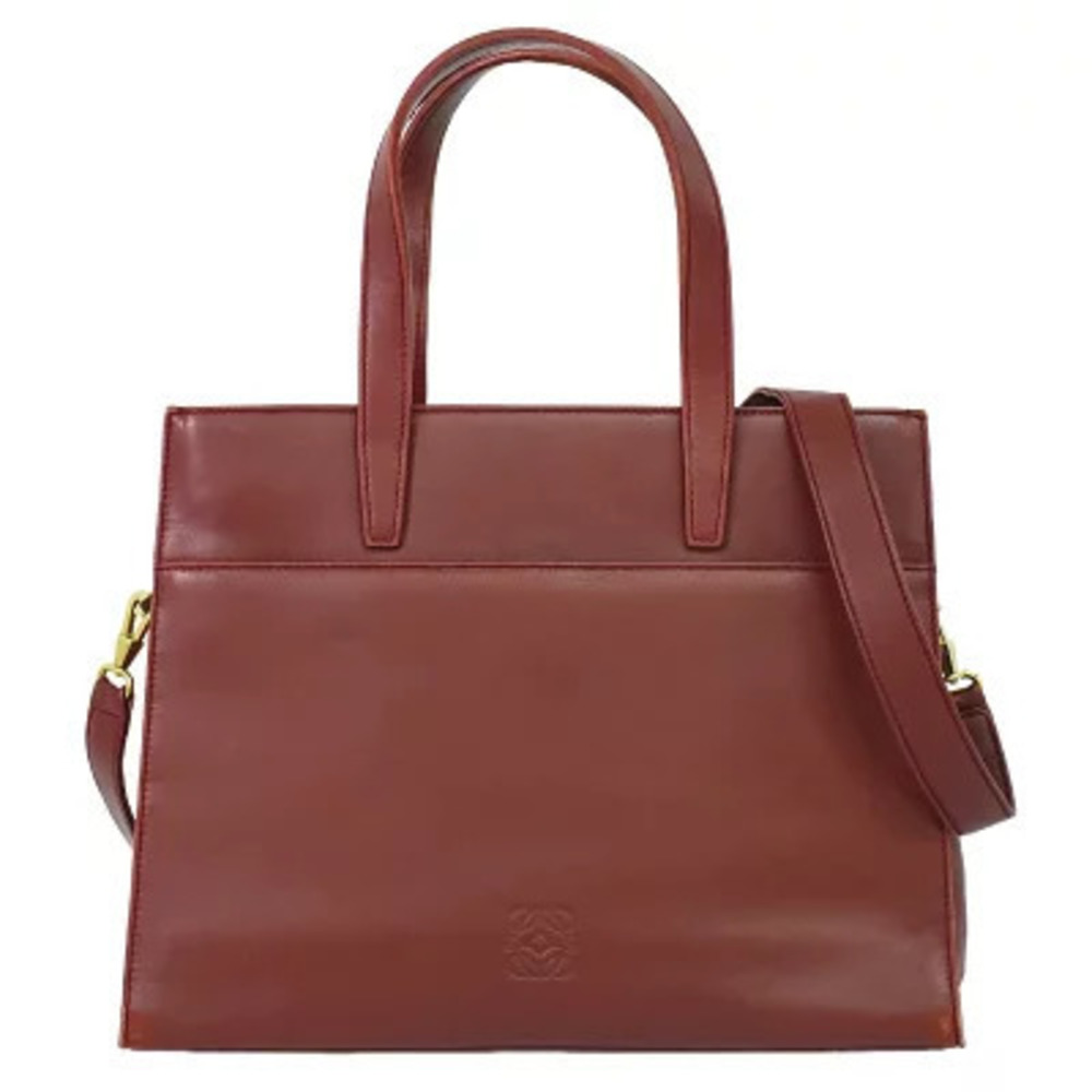 Loewe Pochette Leather 2Way Shoulder Bag Burgundy Red